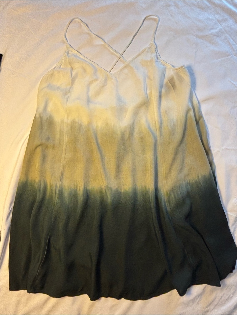Aakaa Cream to Olive Green Ombre Spaghetti Strap Camisole